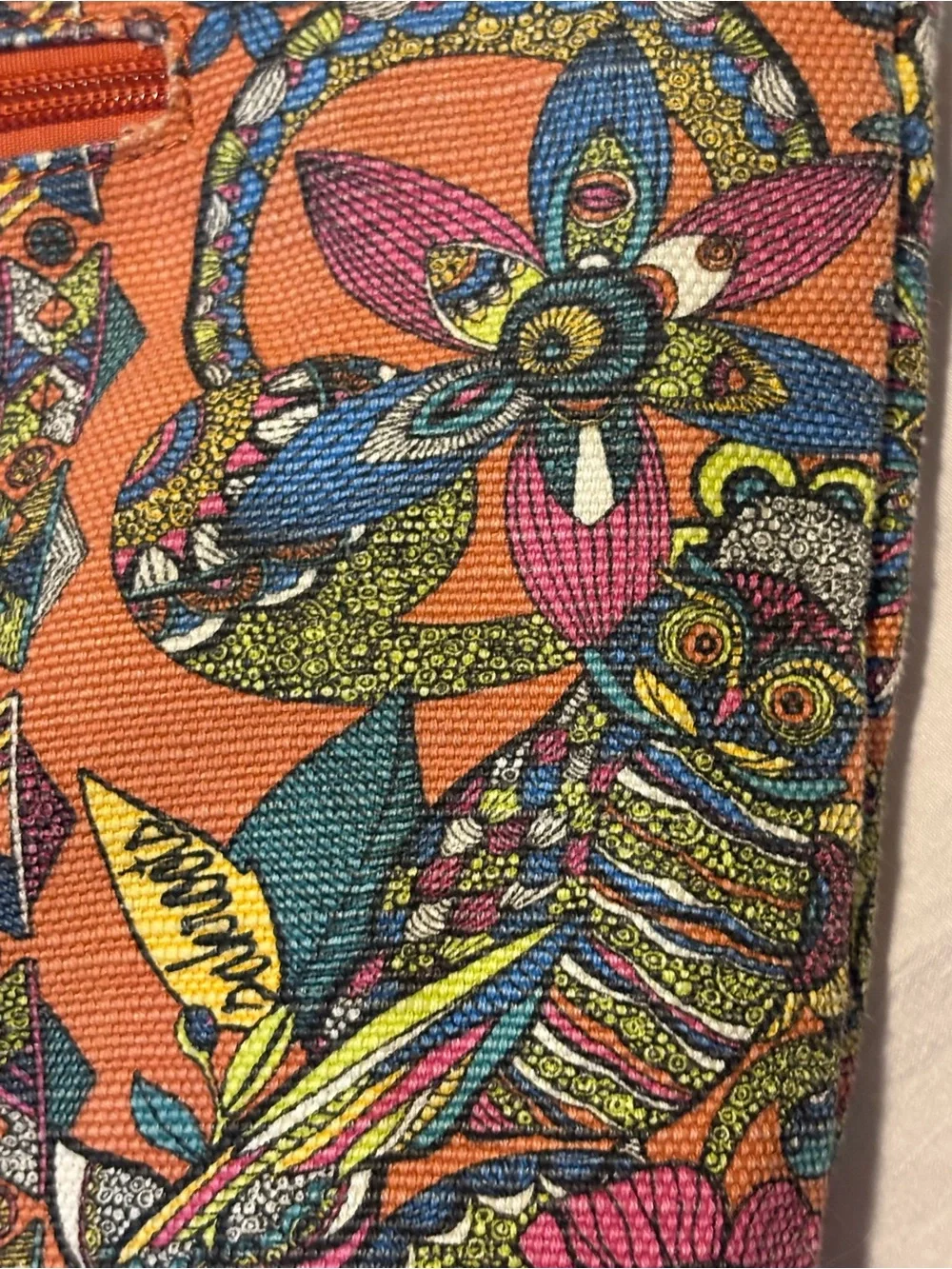 Sakroots Orange Floral & Bird Crossbody Tote